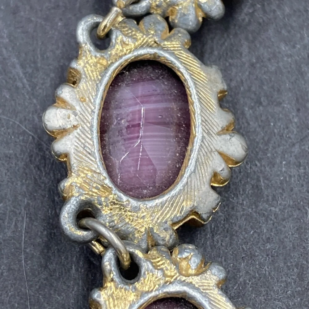 Vintage Purple Porphyr Glass Adjustable Necklace